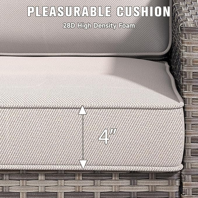 Outdoor Chair Cushions 23" x 24" x 4", Patio Deep Seat Replacement Cushions Set with Zippered Removable Cover, Weather-Resistant Olefin Fabric for Garden Chair Sofa Couch, Set of 4, Beige