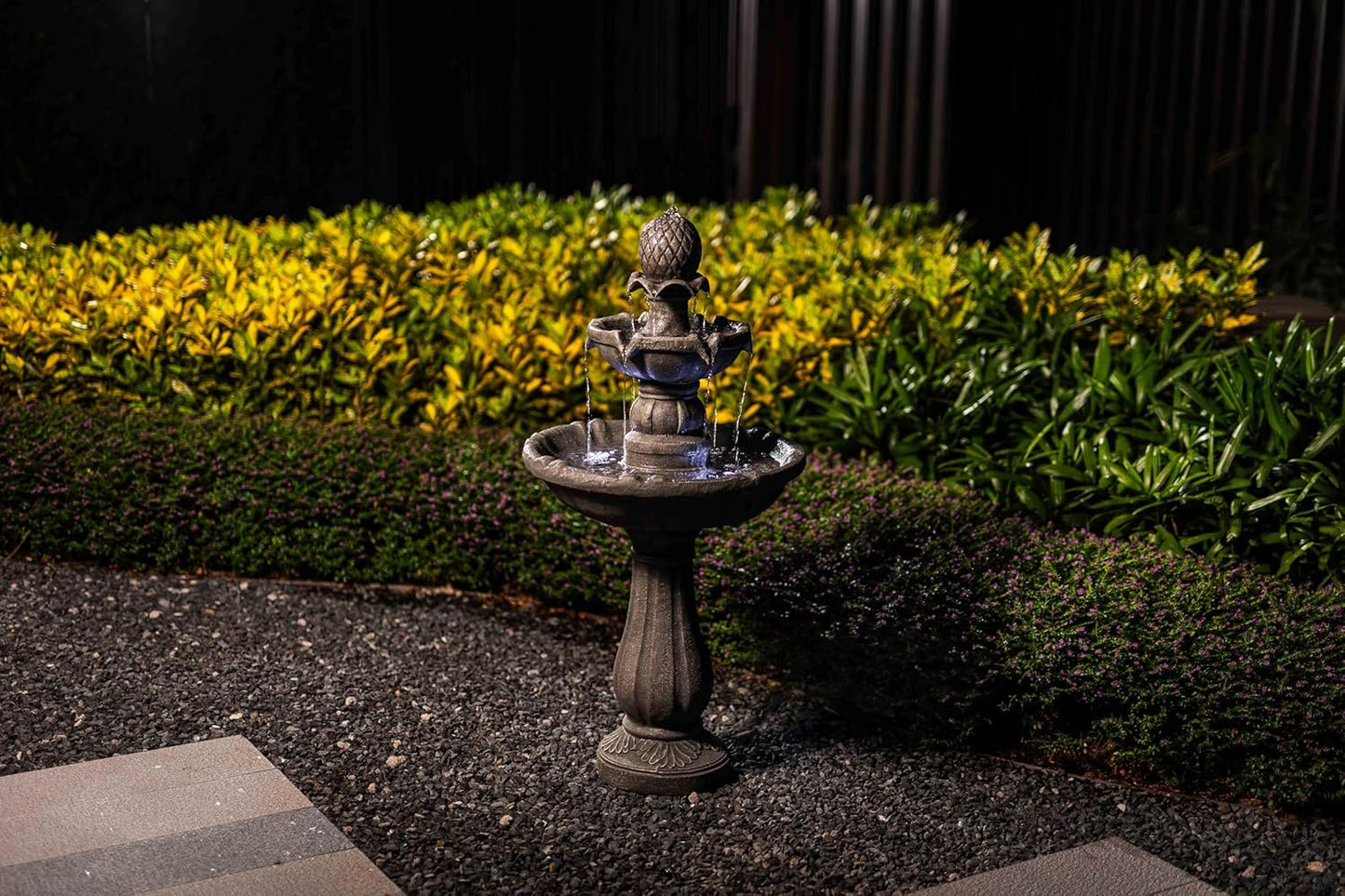 Outdoor Water Fountain –42.2 in. Tall Large Floor-Standing Outside Fountains with 3 Tier Elegant Waterfall Feature for Garden, Yard, Patio, Home Decor (Grey)