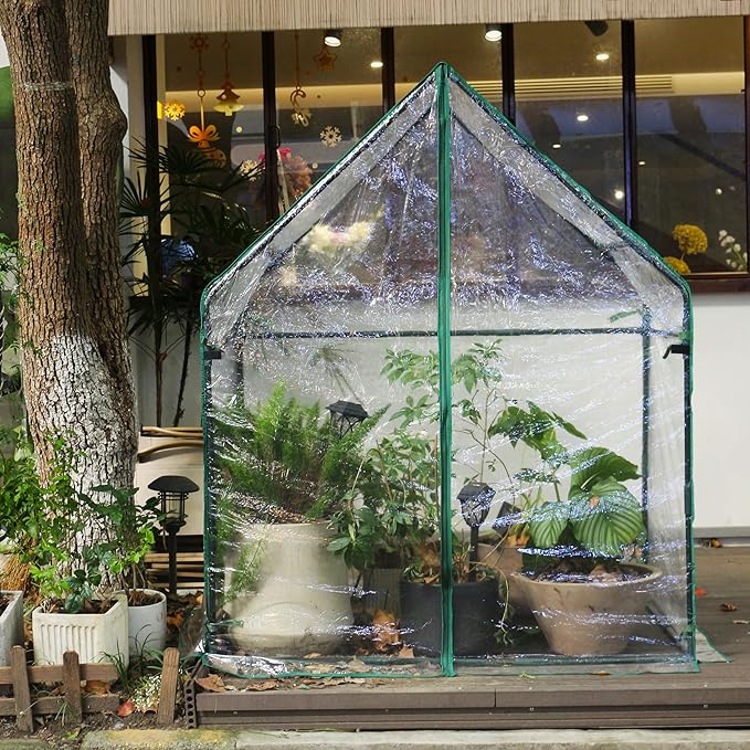 Gardzen Mini Greenhouse Heavy Duty Portable Green House, Clear Tent Small Greenhouse for Indoor Outdoor Plants 36.2”(L) x53.3”(W) x66.1”(H)