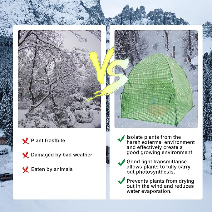 50″*50″*40″ Winter Plant Warm Covers - Raised Bed Cover, Garden Row Accelerator, Warm Tent Freeze Protection Humidity Domes for Germination, Seedling Propagation Protecting Plants from Animals 2PCS
