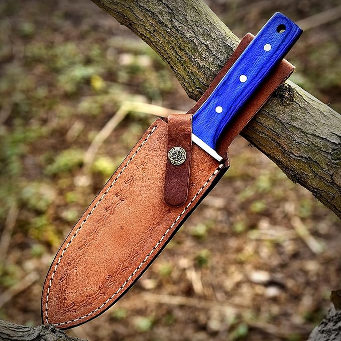 Original Handmade Garden Knife with Leather Sheath Japanese Style Stainless Steel Gardening Weeding Knife, 7-Inch Blade and Wood Handle