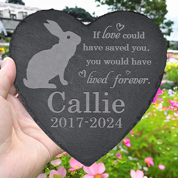 Rabbit Memorial Stone - Rabbit Memorial Gifts - Pet Loss Gift - Loss of Rabbit - Heart