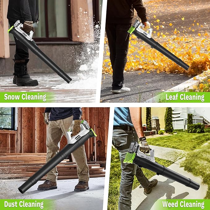 Ultra-Light Leaf Blower Cordless with 2 Batteries & Fast Charger | 400CFM 130MPH Electric Leaf Blowers, 21V Powered Handheld Blowers for Dry Leaves, Yard, Patio, Garage