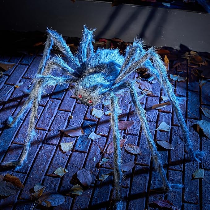 JOYIN Halloween Outdoor Decorations Giant Spider, Scary Large Spider Props for Yard Lawn Halloween Outside Decor and Indoor Party Decor, Gray (Standing Height is 15 inches)