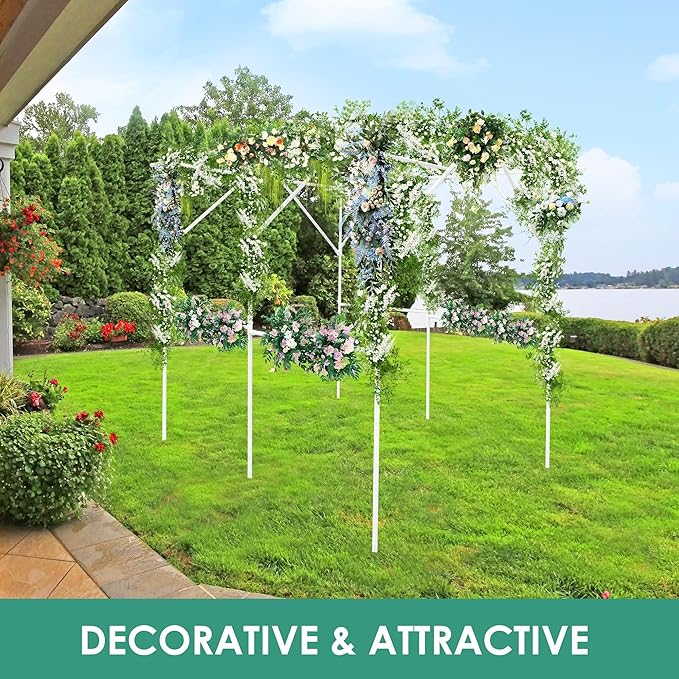 SHANTRA 79'' L x 59'' W x 79'' H Grape Trellis, Vine Support Arch Arbor, Garden Arch, Plant Climbing Pergola, Arbour Gazebo Trellis for Backyard Decoration, White Rack for Vineyard