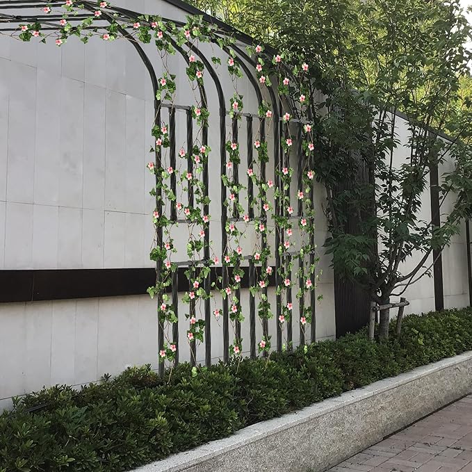 Twira Half Side Garden Arch Trellis, 7.9FT Metal Garden Arbor Trellis for Climbing Plants Outdoor, Black Half Arch Wedding, Garden Archway Arbors and Trellises Decoration for Lawn, Patio, Backyard