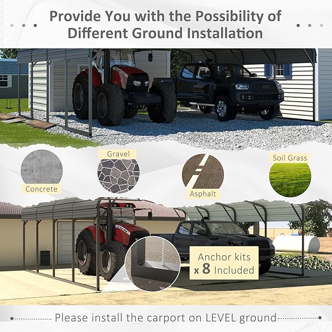 VEIKOU 20'x20' Carport, Heavy Duty Metal Carport with Alloy Steel Roof, Car Port Shelter with Innovative Assembly Structure Metal Car Port Kits for Car, Boat, Truck