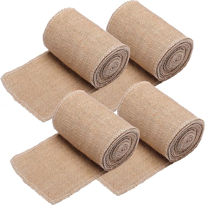 ANPHSIN 4 Rolls Natural Burlap Tree Wraps - 4.7in x 16.4ft Burlap Tree Protector Wraps, Burlap Rolls Trunk Guard for Gardening Tree, Antifreeze Plant Bandage to Keep Warm