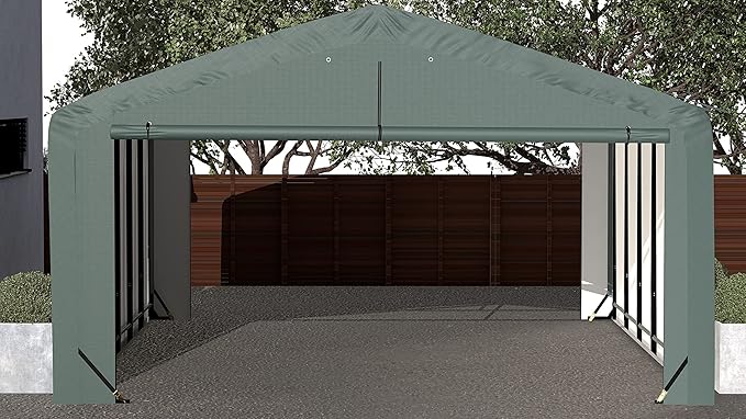 ShelterLogic ShelterTube Garage & Storage Shelter, 20' x 27' x 12' Heavy-Duty Steel Frame Wind and Snow-Load Rated Enclosure, Green