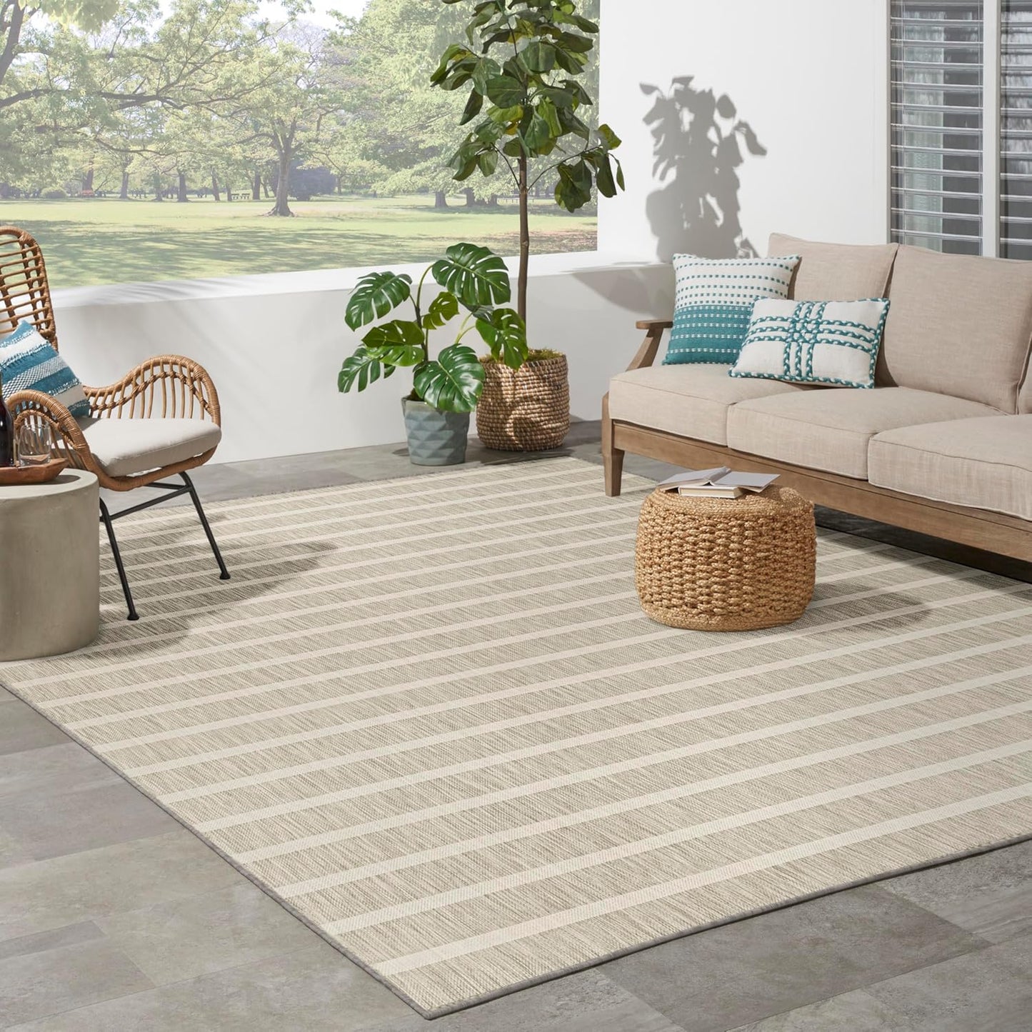 Nourison Home Positano 8' x 10' Fabric Grey Ivory Area Rug