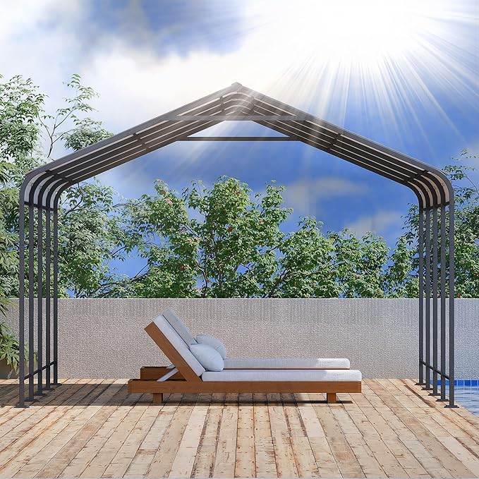 STHOUYN Car Ports 12x20 Heavy Duty Metal Carport Kit, UPF50+ UV Protection Galvanized Steel Car Port for RV/Vehicle Outdoor, 130mph Windproof & 50PSF Snow Load Shelter, Easy Assembly