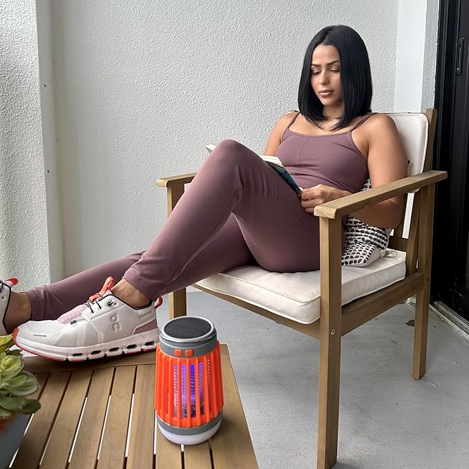 Fuzebug Buzz Blast Pro Mosquito Killer Solar Bug Zapper Outdoor Waterproof and Indoor Buzz Blast Pro Bug Zapper Buzzbug Light Flashlight Camping Buzzblast Mosquito Killer LED Light (Orange)