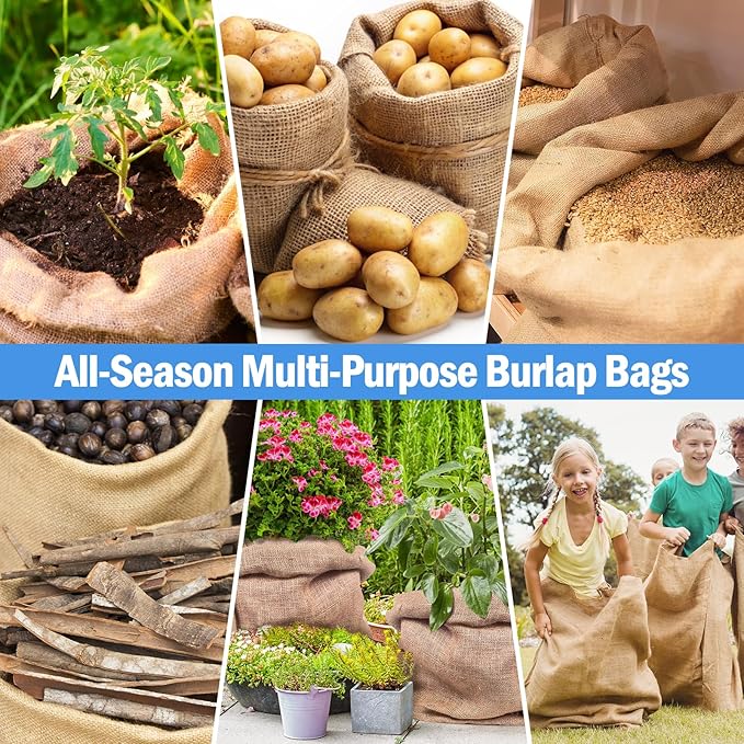 Legigo 3 Pack 45 X 70 Inch Burlap Plant Covers Freeze Protection Bags, Large Winter Plant Frost Covers with Drawstring, Reusable Tree Covers Burlap Frost Cloths Protection for Outdoor Plants Shrubs