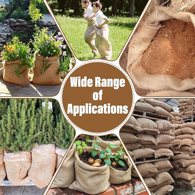 Riare 4 Packs 40 × 47 Inch Burlap Winter Plant Cover Bags with Drawstring- Reusable Large Burlap Sack Plant Frost Protector, Plant Frost Cloth Cold Tree Freeze Blanket for Outdoor Plants Fruit Shrubs