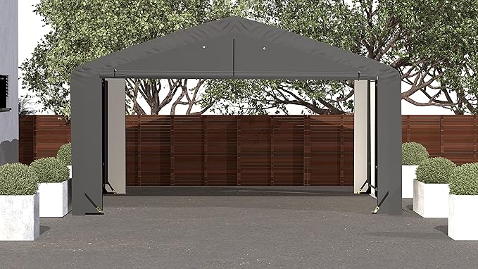 ShelterLogic ShelterTube Garage & Storage Shelter, 20' x 18' x 10' Heavy-Duty Steel Frame Wind and Snow-Load Rated Enclosure, Gray