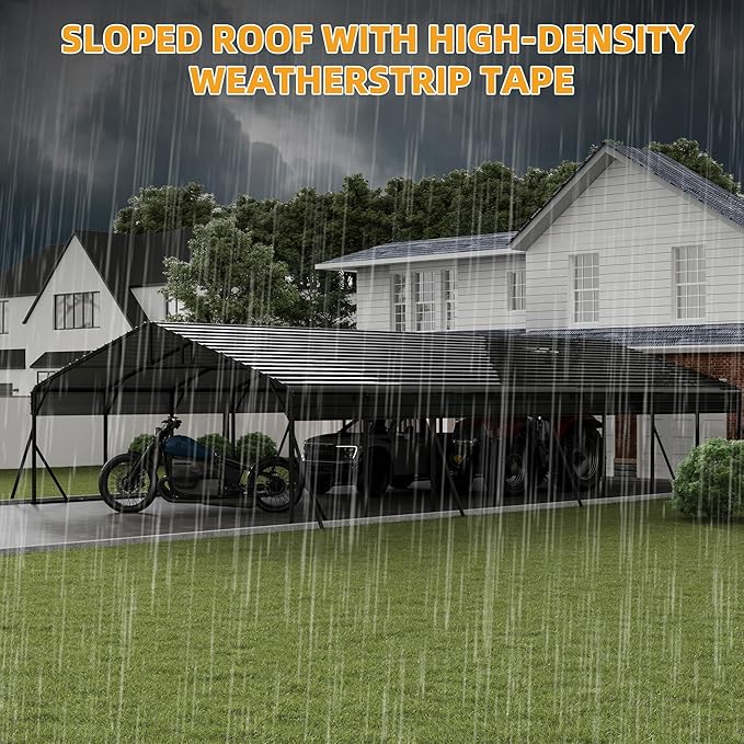 20' x 40' x 8.5' Heavy Duty Metal Carport with Galvanized Steel Roof, Steel Carport Kits Outdoor with Metal Roof, Galvanized Car Shelter for Tractors, Pickup, Boat, Car