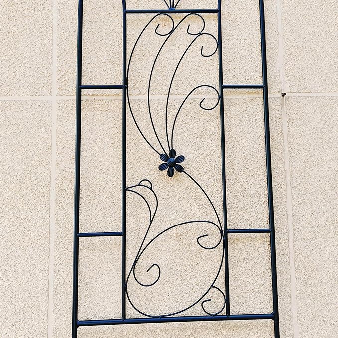 4 Pack Metal Garden Trellis for Climbing Plant Rose Stand, 86.7'' Tall Black Pattern Outdoor Flower Support Iron Garden Fence, Black