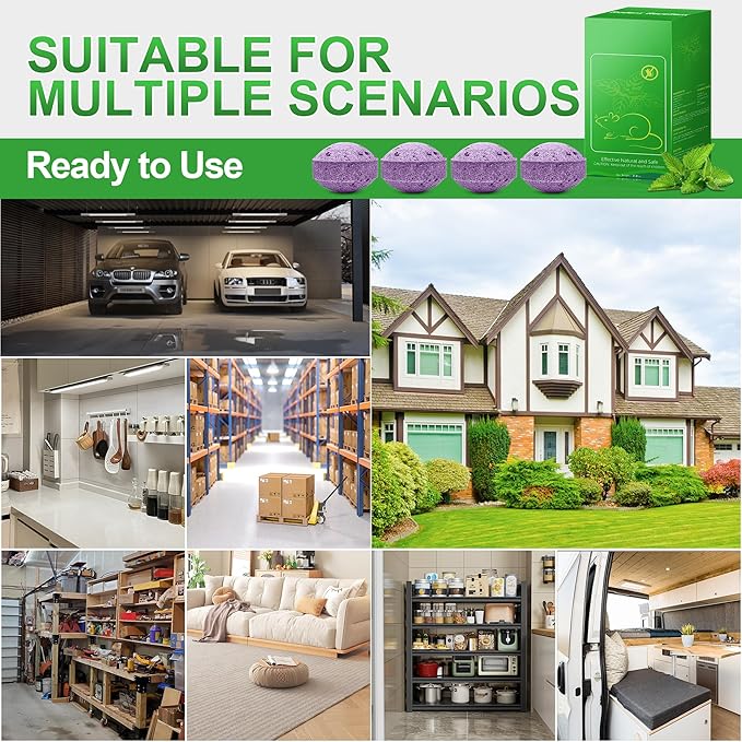 36Pcs Rodent Mice Repellent, Peppermint Oil Mouse Repellent Balls for Rats Mice Deterrent, Keep Rodents Out of Car House Indoor Outdoor, Mice Rat Repellent Humans & Pets Safe, Rat Spider Control