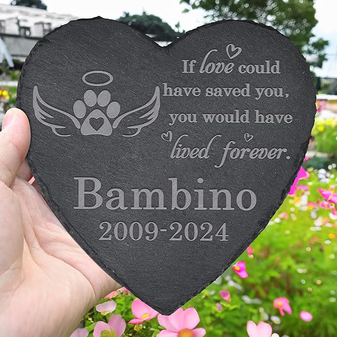 Pet Memorial Stone Pet Garden Statue - Pet Memorial Gifts - Pet Tombstone - Pet Loss Gift - Loss of Pet - Heart