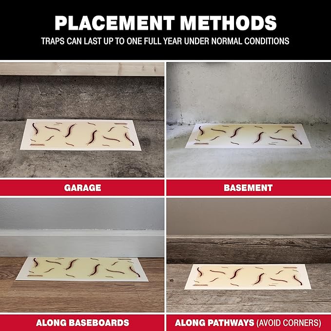 Catchmaster Centipede XL Giant Glue Boards 6-PK, Adhesive Bug Catcher, Cricket, Roach, Scorpion & Spider Traps for Home, Centipede Killer, Insect Glue Traps for House & Garage, Pest Control for Home