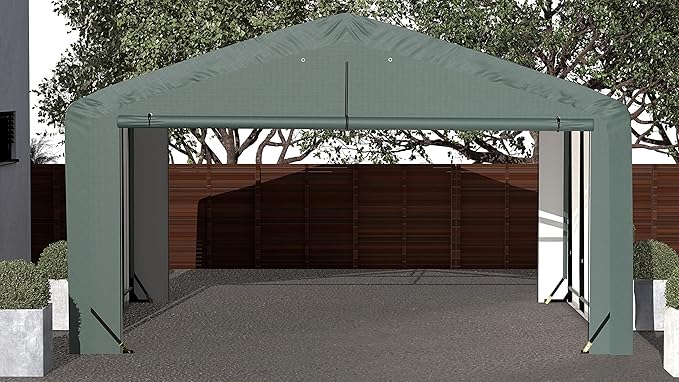 ShelterLogic ShelterTube Garage & Storage Shelter, 20' x 18' x 12' Heavy-Duty Steel Frame Wind and Snow-Load Rated Enclosure, Green