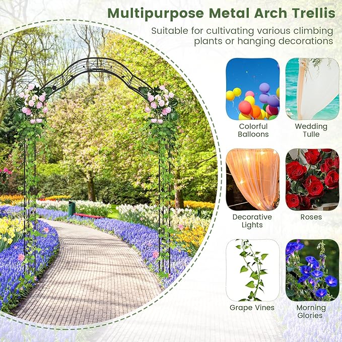 Giantex 2 Half Garden Arch Trellis, 8.2 FT Metal Garden Arbor, 6 Sizes, Easy Assembly, Archway for Climbing Plants Roses Vines, Outdoor Trellis Pergola for Wedding Bridal Party Ceremony Lawn Decor
