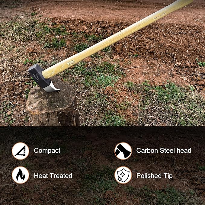 Splitting Maul- Wood Splitter Maul 6 1/2 lbs Head- Heavy Duty Wood Splitter Axe with 36" ergonomics Hickory Handle for Hardwood,Campfires,Firewood(36inch Splitting Maul)