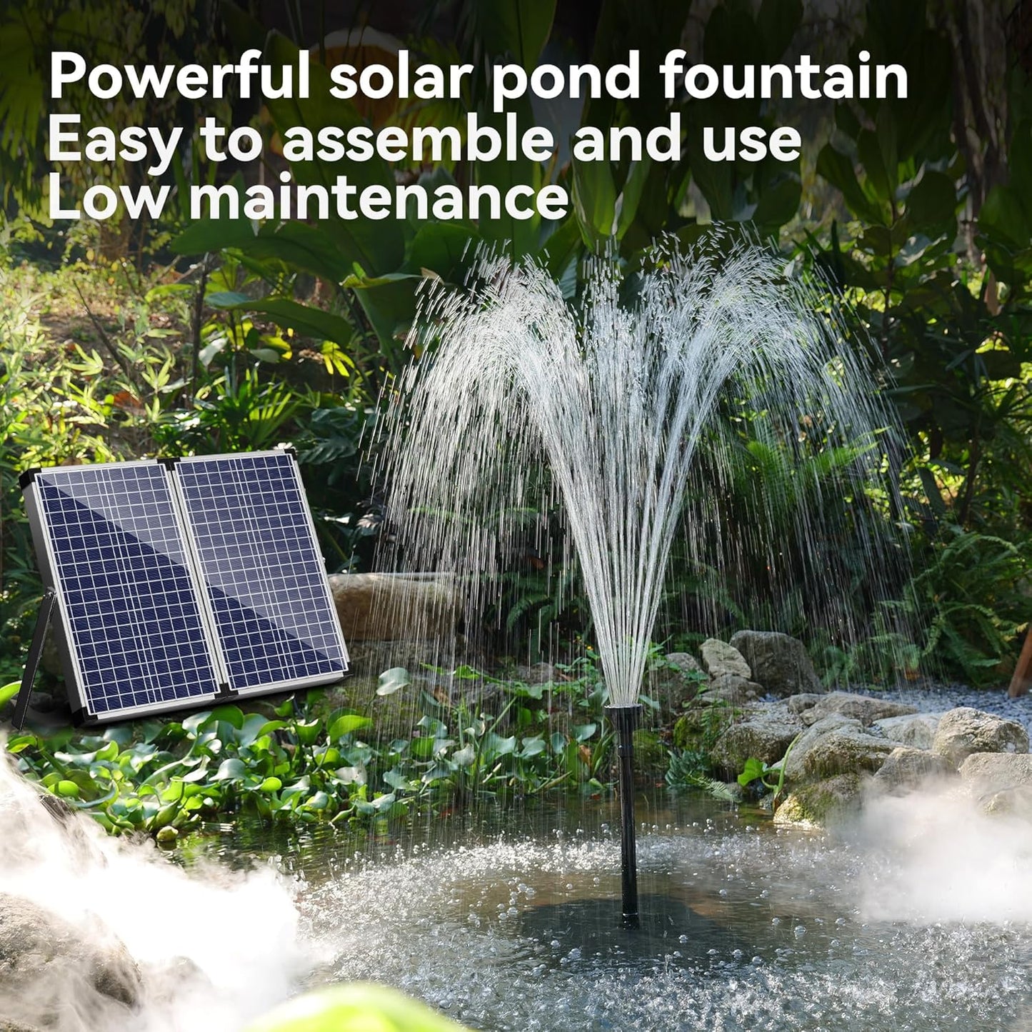 NFESOLAR Pond Filter Fountain with 70W Solar Panel, 660 GPH Water Pump, 10 FT Extension Cord, Solar Fountain Pump with Pond Filter Box Outdoor for Koi Ponds Water Feature Waterfall Pool