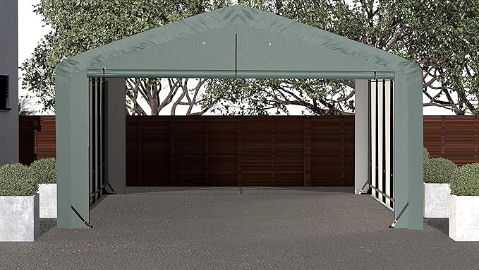 ShelterLogic ShelterTube Garage & Storage Shelter, 20' x 27' x 10' Heavy-Duty Steel Frame Wind and Snow-Load Rated Enclosure, Green