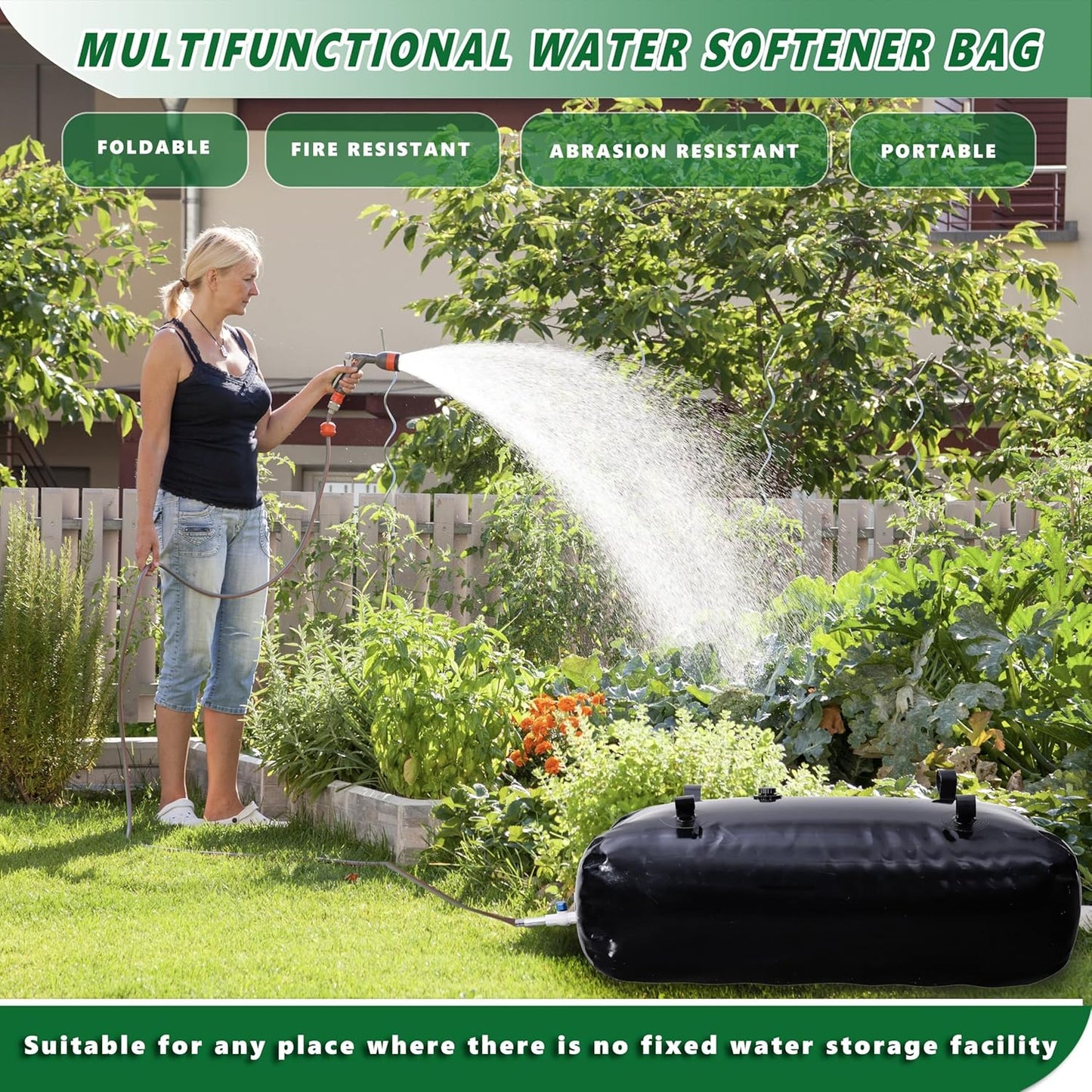 MXQMKL 4000 L/1000 gal Water Bladder Storage Containers, Foldable Portable Water Tank Large Capacity Soft Water Bag, Drought Resistance, Fire Prevention, Emergency Water