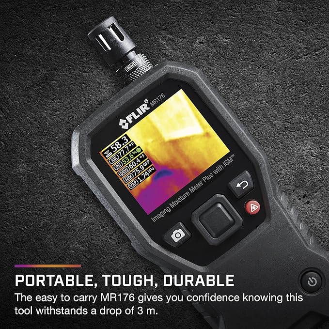 FLIR MR176 - Thermal Imaging Moisture Meter - with IGM (Infrared Guided Measurement), Replaceable Hygrometer, Pin and Pinless