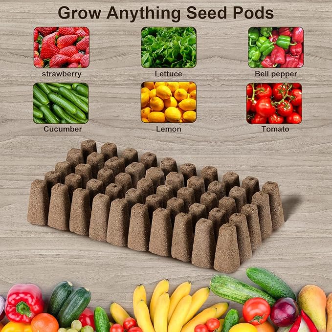 100pcs Square Pods for Hydroponics Growing System, 50pcs Square Grow Sponges with 50pcs Pods Labels, Supplies Replacement, Compatible with IDOO, QYO, LYKO