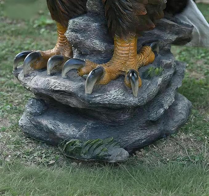 H:24.4 inch Bald Eagle Statue Outdoor, Large Realistic Eagle Sculpture for Garden Decor, Hand-Painted Resin Eagle Figurine, Majestic Yard Art and Patio Decoration
