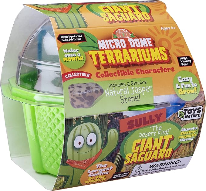 Toys by Nature Character Micro Dome Plant Terrarium Kit, Complete Supplies Includes Everything Needed to Grow Indoor Terrariums (Sully The Desert King Giant Saguaro)