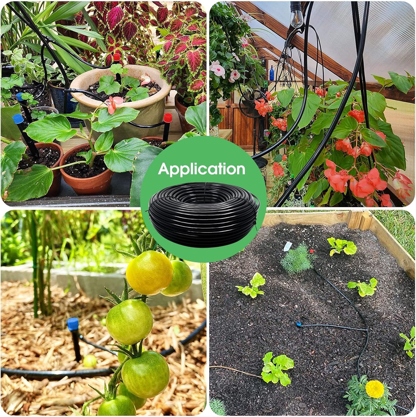 50FT 1/4 inch Drip Irrigation Tubing Distribution Hose Tube for Garden Irrigation System