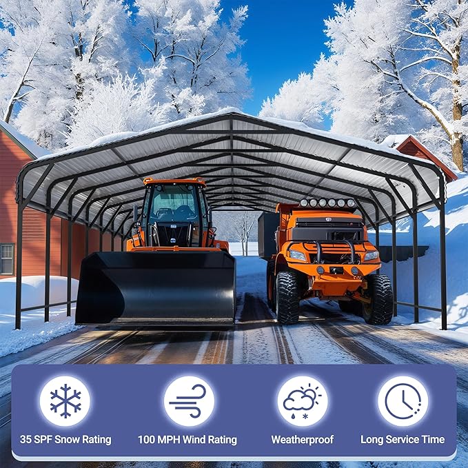 Polar Aurora 20x40 FT Metal Carport with Heavy Duty Carport Canopy, Car Port with Reinforced Base and Upgraded Support Framework, Car Garage Shelter for 2 Car, Boats and Truck