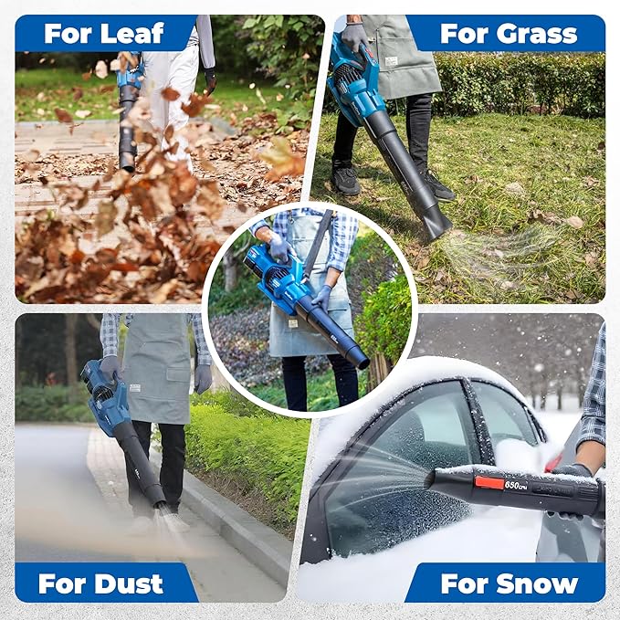 Dong Cheng 650 CFM Brushless Cordless Leaf Blower, 40V Battery Powered Blower with 2 * 4.0Ah Batteries & Charger, High-Efficiency Blower for Sidewalks, Driveways, Town Care, Blowing Leaves and Snow