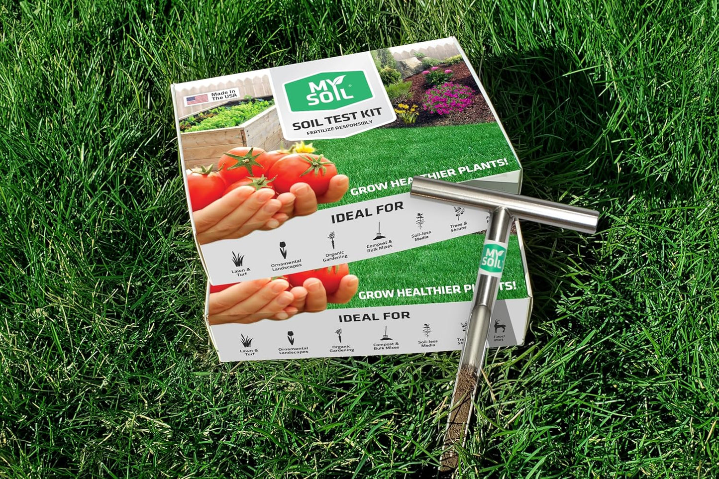 MySoil Test Kit PRO Pack, Unlock Your Lawn & Garden Potential, Complete & Accurate Nutrient and pH Analysis with Recommendations Tailored to Your Soil and Plant Needs | 2 Test Kits + 1 Soil Probe