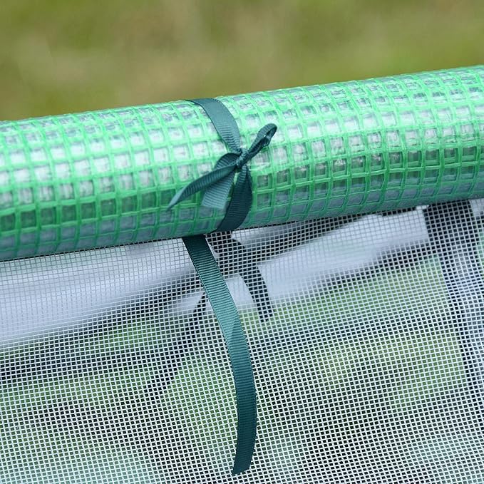 Outsunny 71" x 55" x 32" Mini Greenhouse, Small Green House, Garden Planting Shed, Outdoor Flower Planter Warm House with Zipper Windows and Door, Green