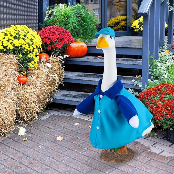 Delivery Porch Goose Outfit for 23'' Plastic Cement Statue Halloween Delivery Lawn Goose Costume Clothes for Garden Yard Patio Party Decoration Indoor Outdoor