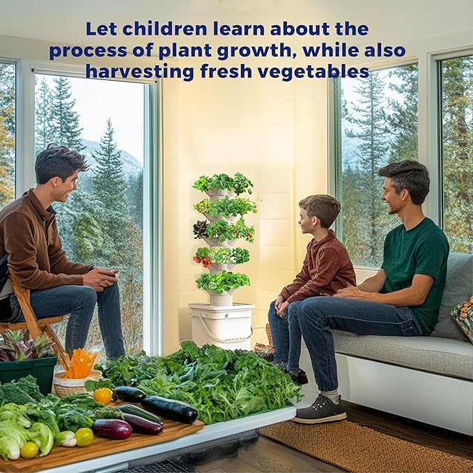 SJZX Hydroponics Growing System Kit, 5-Layer Hydroponic Tower, 30 Planting Holes, Space-Saving Vertical Gardening System, Suitable for Both Indoor and Outdoor use Germination Kits