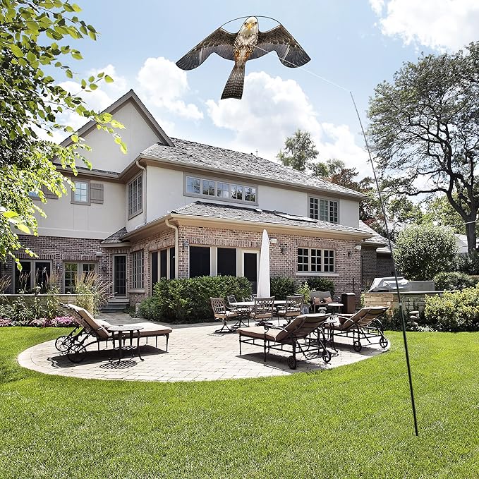 Bird Hawk Flying Kite with Pole Crops Farm Protector Bird Scarer Flying Kite with 6m Pole-Style B