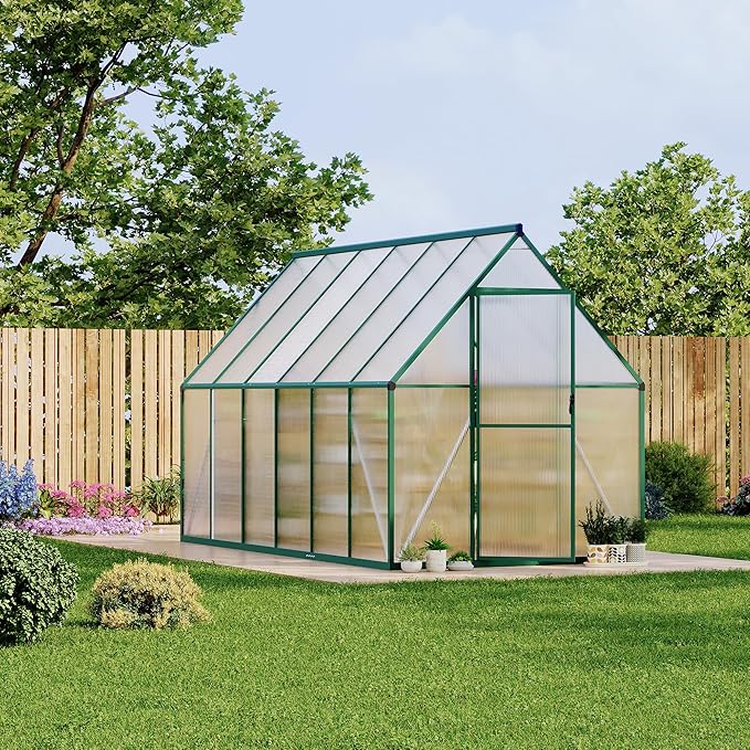 6'X11' Aluminum-Framed Polycarbonate Greenhouse, Heavy Duty Polycarbonate Greenhouse with Quick Setup Structure and Roof Vent, Large Enhanced Aluminum Greenhouses Kit for Outdoors