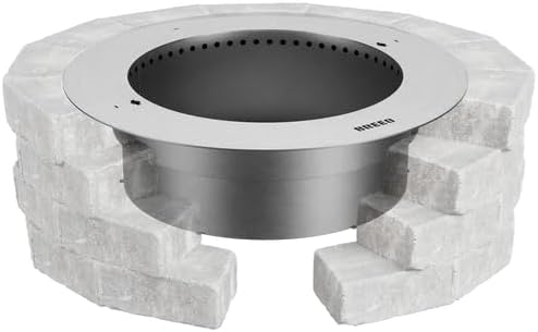 Breeo Zentro Stainless Steel Fire Pit Insert - Smokeless Firepit Ring Insert for Outdoor Fire Pit - for Outside Block, Stone, & Concrete Backyard Firepit Surrounds - Lid Included - Round 30"