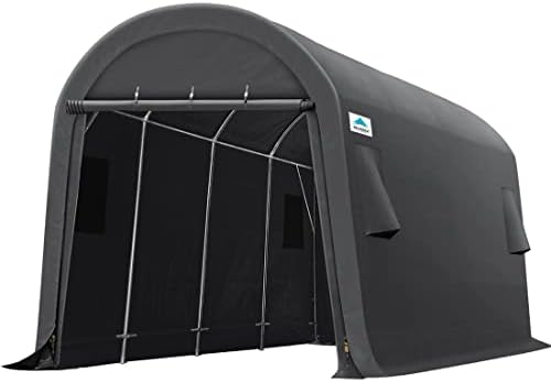 ADVANCE OUTDOOR 10x20 ft Heavy Duty Carport Outdoor Patio Large Space Canopy Storage Shelter Shed with 2 Roll up Zipper Doors & Vents for Snowmobile Garden Tools, Gray