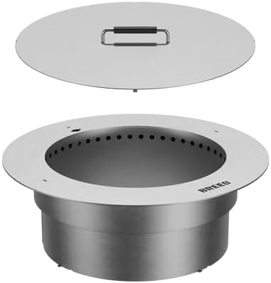 Breeo Zentro Stainless Steel Fire Pit Insert - Smokeless Firepit Ring Insert for Outdoor Fire Pit - for Outside Block, Stone, & Concrete Backyard Firepit Surrounds - Lid Included - Round 24"