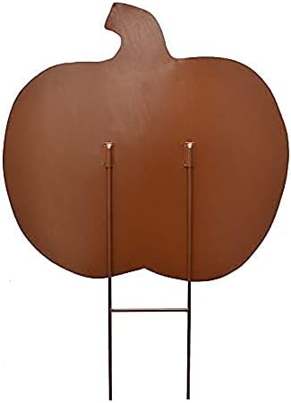 Morning View Pumpkin Garden Stakes Metal Yard Sign Fall Decor Outdoor Autumn Yard Stake Art Pumpkin Lawn Ornaments for Patio Porch Thanksgiving Halloween Harvest 30 Inches Tall Set of 2(White)