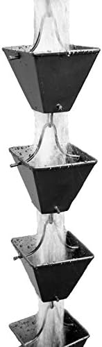 Nutshell Stores Medium Square Cups Rain Chain - Black - 15 Feet