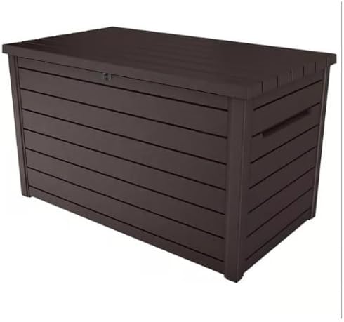 230 Gallon Deck Storage Box Outdoor Patio Container – Weather-Resistant, Lockable Outdoor Storage Solution for Patio, Garden, and Poolside (Brown)