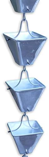 Nutshell Stores Medium Square Cups Rain Chain - Aluminum - 20 Feet